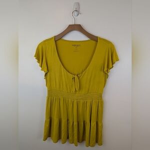 Torrid Super Soft Knit Yellow Tie-Front Top, Sz 1X